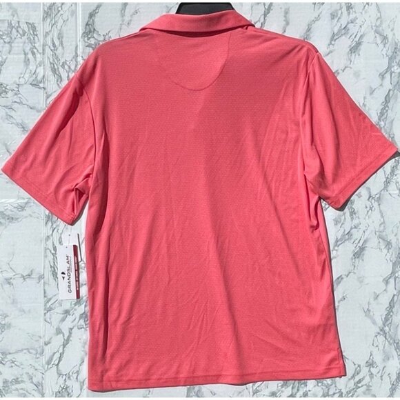 Grand Slam Performance Mens Coral Polo Shirt L 100% Polyester Breathable Fabric - Picture 2 of 12